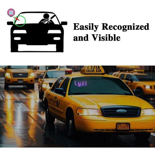 (Pink) LED Light Sign for Car, Taxi Sign Light Windshield Led Sign Car LED Decal with Suction Cups USB Plug for Cars, Trucks, SUVs，Driver Accessories for car，Bumper Stickers