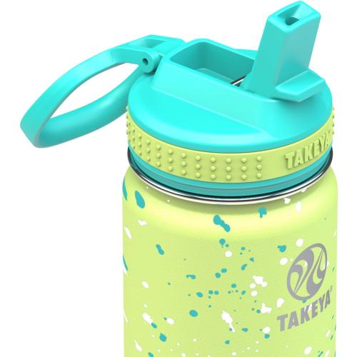Takeya Actives Water Bottle with Straw Lid - Bottle with Double Stainless Steel Insulation - Dishwasher Safe & BPA-Free - Bottle with Straw Lid & Removable Bumper - 22 oz, Confetti Green Grass