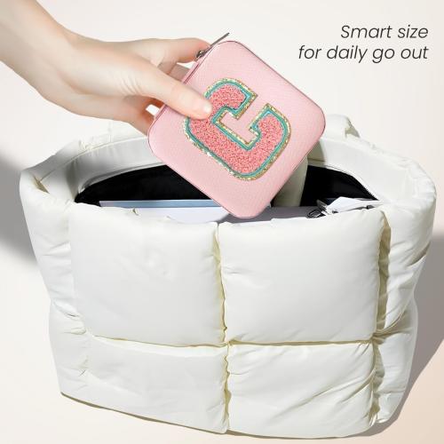 SANDJEST Personalized Jewelry Box, Pink Travel Jewelry Box with Initial C, Small Monogrammed Jewelry Case Organizer for Girls Women Teen Kids, Mini Travel Essentials Gifts for Birthday Christmas