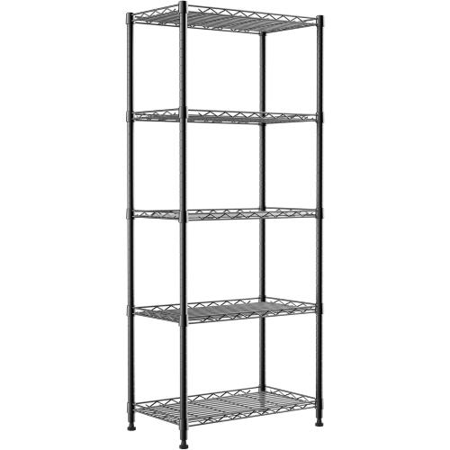 Black REGILLER 5-Wire Shelving Metal Storage Rack Adjustable Shelves,Standing Storage Shelf Units for Laundry Bathroom Kitchen Pantry Closet(Black,11.8 D x 21.2 W x 53.5 H)