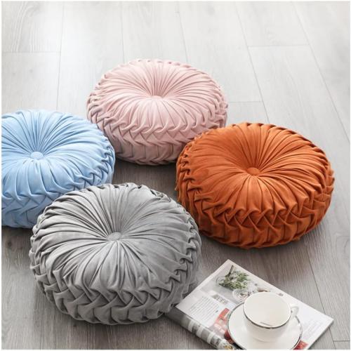 Baiyuruodie Round Velvet Pillow, Sofa Bed Bedroom Decorative Throw Pillow (38cm, Creamy-White)