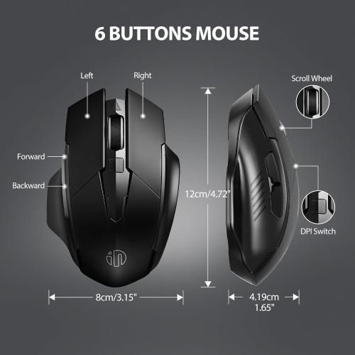 INPHIC Wireless Mouse Rechargeable, Upgraded Visible Battery, 2400 DPI, Silent Ergonomic Computer Wireless Mouse for Laptop, Mac, PC etc.