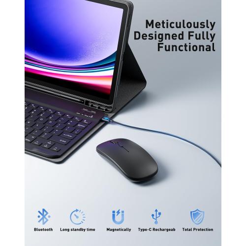 Case Keyboard / Mouse and Detachable Magnetic Keyboard, Slim Case  Holder (Black)