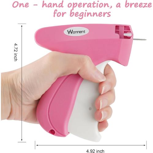 Stitch Gun for Clothes Stitchy Tagging Gun for Clothing Stitchy Quick Clothing Fixer -Includes 1,000 Black Fasteners & 1,000 White Fasteners & 6 Needles(hotpink White)