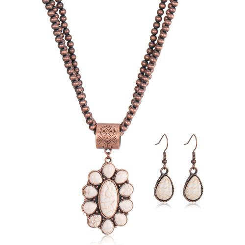 Montana West Turquoise Necklace & Dangle Earring Jewelry Set for Women | vintage oxidized silver craft,Iconic cowgirl jewelry set for country concerts,ranch styling& daily wear,with branded gift box