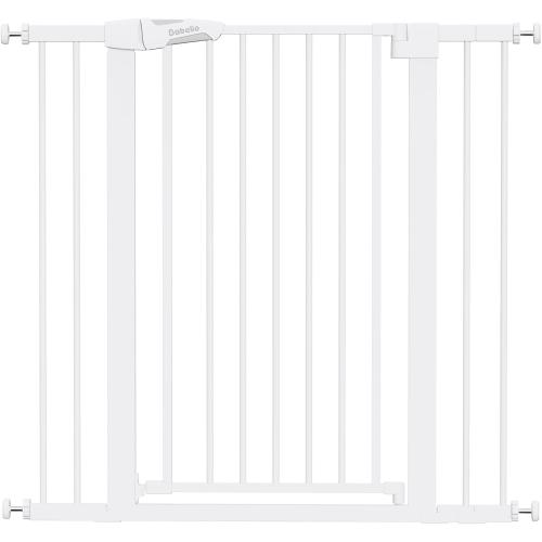 BABELIO 36 Tall Dog Gate PressGuard C5, 26-40 Wide Auto Close Baby Gate, Pressure Mounted Metal Pet Gate, Easy Install No Drilling, No Tools Needed, with Wall Protectors and Extension Kits, White