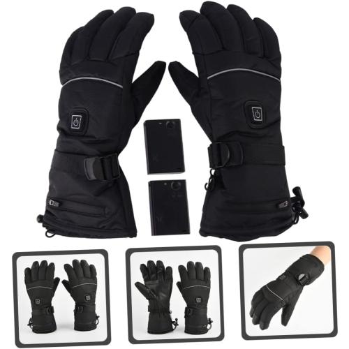 1pair Battery Powered Heated Gloves for Men Adjustable Warmth Gloves for Motorcycle Cycling Compatible Plush and Pu Leather for Outdoor Sports