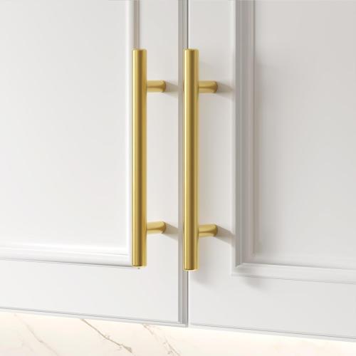 goldenwarm 25 Pack Kitchen Cabinet Pulls Brushed Brass Drawer Pulls Gold 5in Cabinet Handles Modern Hardware for Kitchen Cupboard Bedroom Drawer Bathroom Furniture Door