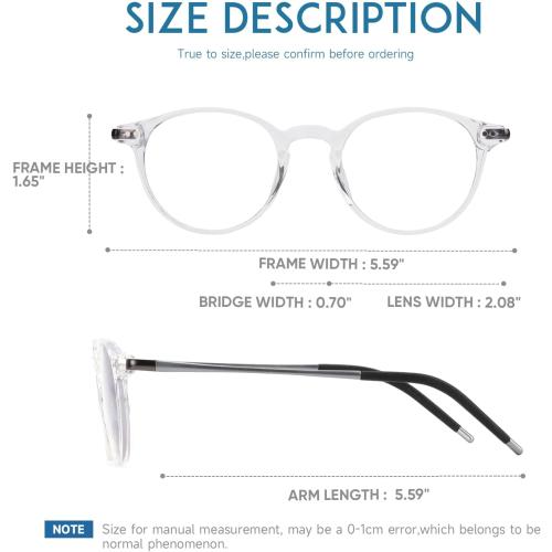 Exquisite Round Ultralight Progressive Multifocus Reading Glasses Women Men Durable Blue Light Blocking Anti EyeStrain/UV Multifocal Readers Spring Hinge（Mid-Near Range 3ft,Top is Not 0）2.5 Clear