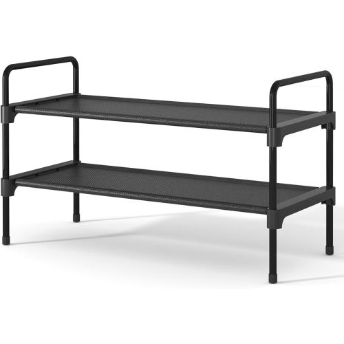 Kitsure Shoe Rack for Closet, Sturdy and Long-Lasting Shoe Shelf, Shoe Rack for Entryway, Personalized DIY Shoe Organizer, Shoe Rack Organizer for Space-Saving, 27.6 x 11.8 x 16.5, Black