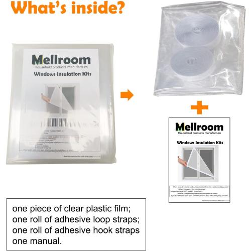 Adjustable Window Insulation Kit 47inX63in(120X160cm) for Winter Keep Cold Out,cuttable Transparent Film 180㎛ Thickness,Easy to Open for Ventilation,Reusable Plastic Window wrap