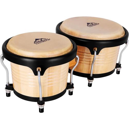 EASTROCK Bongo Drums 7” and 9” Set for Adults Beginners Professionals Tunable Wood and Metal Drum Percussion Instruments with Tuning Wrench(7” 9” Bongos)