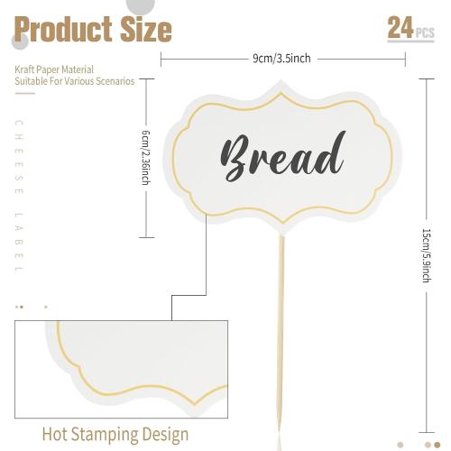 Cheese Markers, Charcuterie Boards Accessories, 24 Pieces Food Labels for Party Buffet, Blank Toothpick Flags, Cake Toppers, Chalkboard Cupcake Toppers Picks for Wedding Birthday Party Decor, White