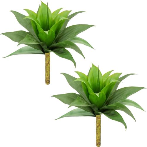 Set of 2 Size 18 Artificial Agave Succulent Plants, 18 Inch Faux Succulents Stems Fake Plant for Home Office Garden Yard Indoor Outdoor Decor, 2 Pack