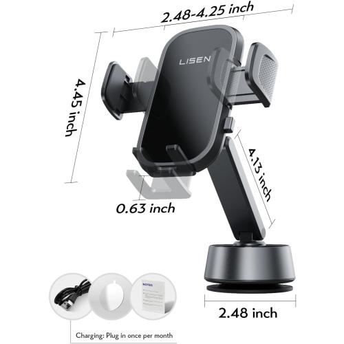 LISEN Electric Retractable Car Phone Mount, iPhone Vacuum Electric Suction Cup Phone Mount, Suction Cup Magnetic Phone Holder