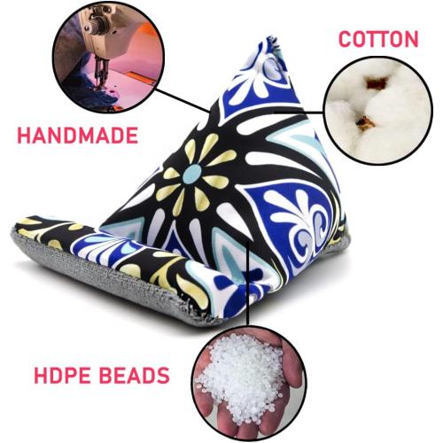Blue Phone Holder for Desk, Phone Pillow Stand for iPhone 13 14 Handmade Fabric Phone Stands Bean Bag Phone Holder (Bohemia Pattern)