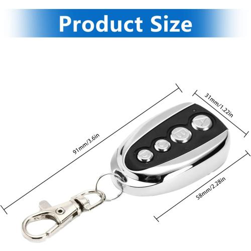 5-Pack 433MHz Garage Door Remote Control - Auto Sliding/Gate Opener & Closer, Electric Cloning Replacement for Rolling Driveway Gates - Compatible with Most Fixed Code Openers