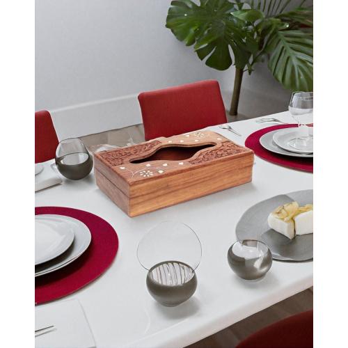 Wooden Tissue Box Cover, 9 x 5 Inch, Compatible with Pottery Barn Furniture and Decor, Anthropologie Furniture Style for Elegant Wooden Home Accessory (Carving White)