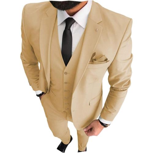Size  XL ...3 Pieces Business Mens Suit Notch Lapel Blazer Formal Wedding Groom Pants Tux Vest Tuxedos