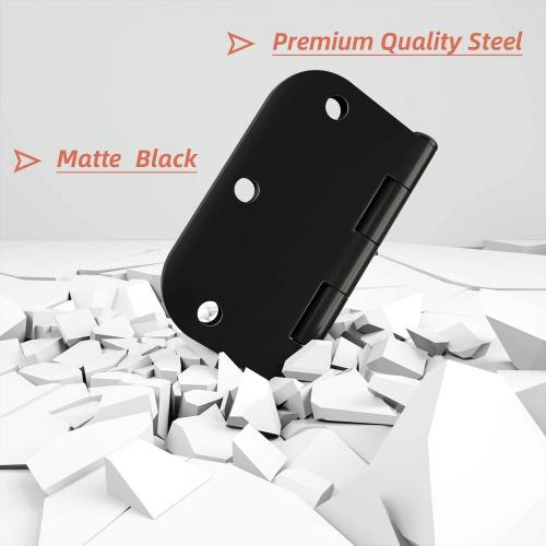 bulk black door hinges Matte Black Door Hinges 3.5 Inch with 5/8 Radius Corner, Flat Iron Residential Door Hardware Black Hinges for Doors, Interior Door Hinges for Bedroom, Bathroom, and More