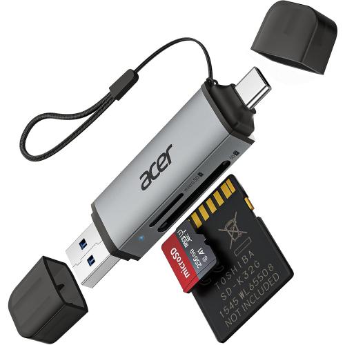 acer SD Card Reader USB C, Dual Slots USB Type C to Micro SD Card Adapter