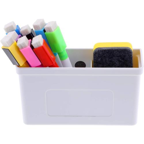 Boao Magnetic Dry Erase Marker Holder 10 Pcs Colorful Magnetic Markers Set with Eraser Whiteboard Plastic Pen Cup for Back to School Classroom Organization Spring Supplies Refrigerator(Stylish)