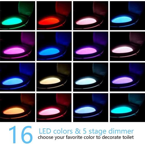 Chunace Toilet Bowl Night Light Motion Sensor, 16 Color Changing LED Gadgets for Bathroom Accessories Decor, Cool Gag Stuff for Men, Kids, Funny Stocking Stuffer Gifts 2025