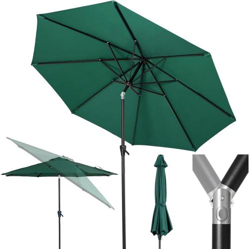 Size 10ft Color Green Tempera Patio Market Outdoor Table Umbrella with Push Button Tilt and Crank,Large Sun Umbrella with Sturdy Pole&Fade resistant canopy,Easy to set