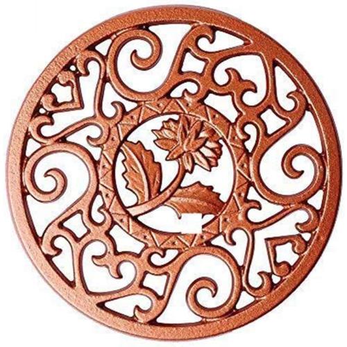 Cast Iron Trivet Decorative Mat- Heavy Duty Hot Pot Holder Pads, Placemat with Vintage Floral Pattern- for Kitchen Dining Table Tea Pot (Version A)