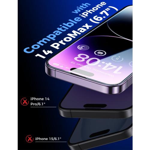 MAGIC JOHN 2 Pack for iPhone 14 Pro Max 6.7 inch Tempered Glass Screen Protector, Auto Dust-Elimination Installation, Bubble Free, Dynamic Island Compatible, HD Clear, Easy Installation
