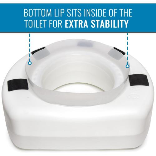 HealthSmart Enhanced Comfort 5 Raised (Round) Toilet Seat Risers for Seniors 5 Slip Resistant Pads FSA/HSA Eligible Padded Toilet Seat Elevation 15.7 x 15.2 x 6.1