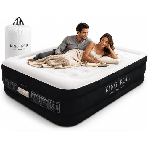 King Koil 20 Queen Air Mattress with Built-in High-Speed Pump - CNN Underscored Top Pick, Sleeps Like a Real Bed, Inflates in 2 Minutes, 600 lb Capacity for Guests, Camping, Home, 1-Year Warranty‼️light dirt and good condition‼️
