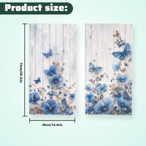 Vintage Blue Flowers Bath Hand Towels Absorbent Butterfly Daisy Decorative Hand Towels for Bathroom Kitchen Home Spa Hotel Yoga,Bathroom Decor Accessories Gifts for Women Man 14x28