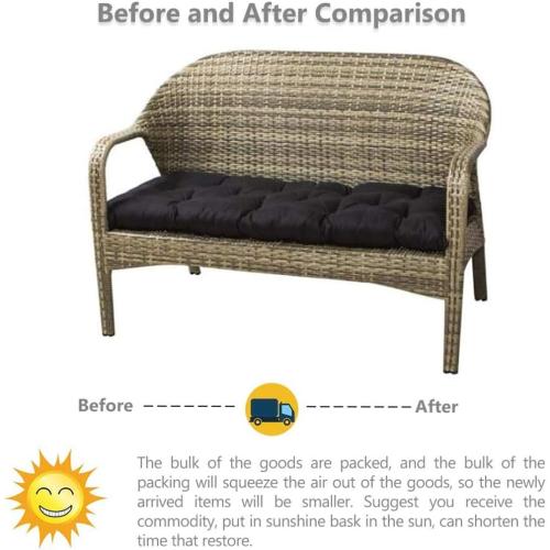 Indoor/Outdoor Bench Cushion, Swing Cushion, 51.2x19.7, for Lounger Garden Furniture Patio Lounger Bench (Black)