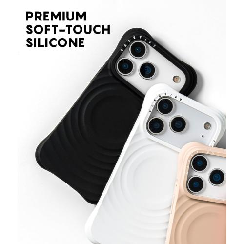 CASETiFY for iPhone 17 Pro Case - Ripple Compatible with MagSafe White | Silicone | Wave Textured | 6.6 ft. 2X Military Grade Drop Protection | White