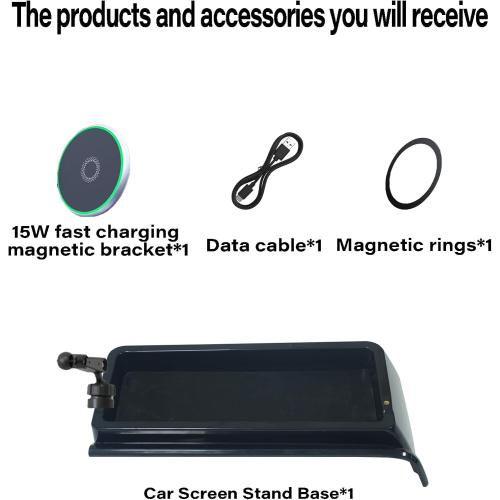 Car Phone Holder for Chevrolet Equinox EV 2024 2025 Accessories Apply to 17.7 Inch Touch Screen 15W Fast Wireless Charger Screen Fixed Clip Cell Phone Mount with Dashboard Storage Tray
