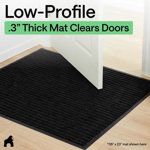 GORILLA GRIP Waterproof Traffic Guard Door Mat, Indoor and Outdoor Heavy Duty Entryway Mats, Strong Backing Commercial Utility Rugs, Office Hallway, Garage and Patio, Low Profile Runner,