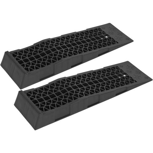 2 Pack 4,400 LBS Capacity Low Profile Car Ramps, Plastic Automotive Wheel Ramps for Vehicle Oil Change Maintenance, Lightweight Support Ramps with Anti-Slip Design (Black)