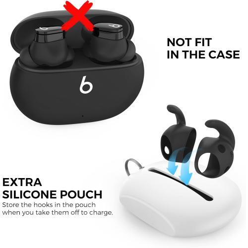 AhaStyle 3 Pairs Silicone Beats Studio Buds Ear Hooks Anti-Slip Ear Covers | Added Storage Pouch, Anti Slip, Secure Fit, Comfortable EarCover Tips Accessories Compatiable with New Beats Studio Buds 2021