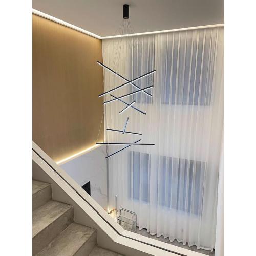 MADISH Modern LED Dimmable Staircase Chandelier | Single Mount Plate | Fixed Height 47” | Living Room, Stairway, Dining Room Lighting（9-lamp ）‼️Used ‼️product has mild stains