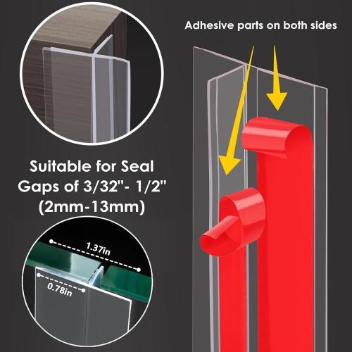 Upgrade T-Shaped Door Draft Stopper, Clear Silicone Seal Strip Weather Stripping for Side of Door Frame ((1.37 Wide X 20 Ft Elder))