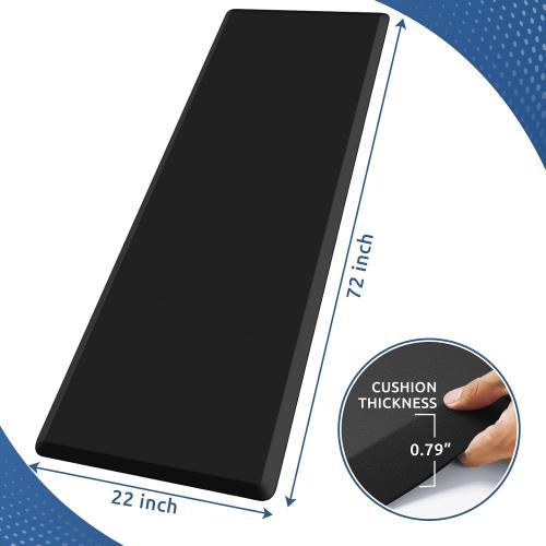 KitchenClouds Kitchen Mat Cushioned Anti Fatigue Rug 22x72 Waterproof, Non Slip, Standing and Comfort Desk/Floor Mats for House Sink Office (Black,0.8inch)