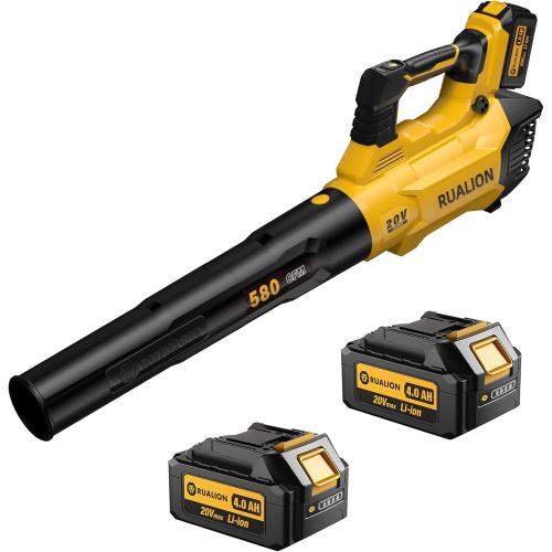 Leaf Blower Cordless, Electric Leaf Blowers Up to 580 CFM 160 MPH, Battery Powered Blowers for Lawn Care, Patio, Garage(2 * 20V 4.0 Ah Batteries and Charger Included)