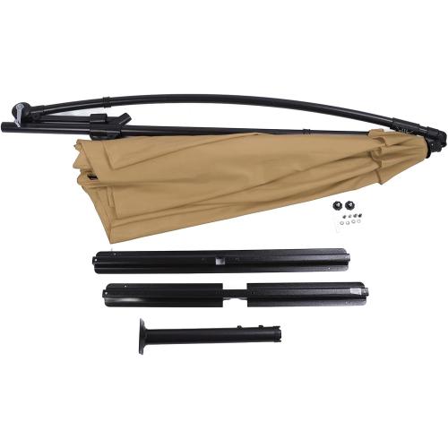 Outdoor Patio Umbrella, Offset Sun Shade Cantilever, Round 9.8ft Diameter - Crank Open System, Push Button Tilt, Adjustable Angle for Backyard and Beach‼️little dirt and incomplete‼️
