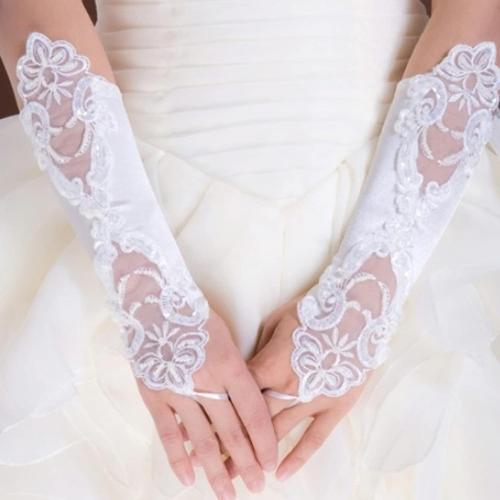 PENINSULA LOVE Girls First Communion Gloves Flower Girls Fingerless Mittens Lace Princess Dress Gloves for Wedding 8-15 Yrs
