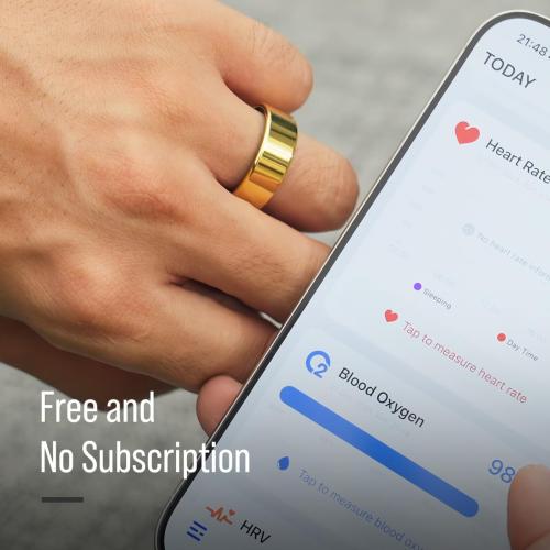 Herz P1 Smart Ring for Women & Men - (Size 6) 24/7 Health Metrics Fitness Ring, Tracks 20  Biometrics, 6 Day Battery Life, Waterproof Stainless Steel, Free APP for iOS Android, No Subscription