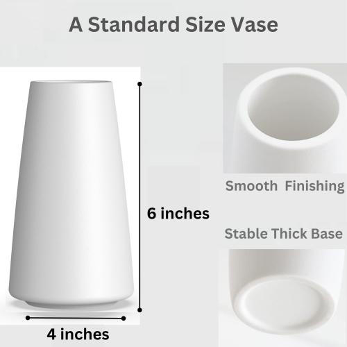 Premium Quality White Ceramic Vase | Modern Farmhouse bohemian Pampas Grass Flowers Bouquet for Home Décor, Desk Aesthetic Room Decor, White