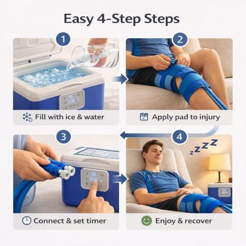 [CBL] Programmable Cold Therapy Machine, Ice Machine for Knee After Surgery with Knee & Shoulder Pads, Ice Water Circulation System, Quiet Pump, Timer & Flow Control, Post-Surgery Pain Relief