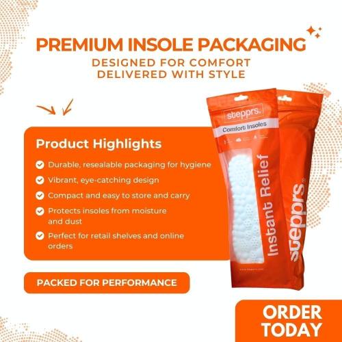 Original Stepprs Comfort Shoe Insoles for Men Women Adjustable Size 4D Memory Foam Cloud Soles Arch Support Improved Posture (Orange, US W 6.5-9)