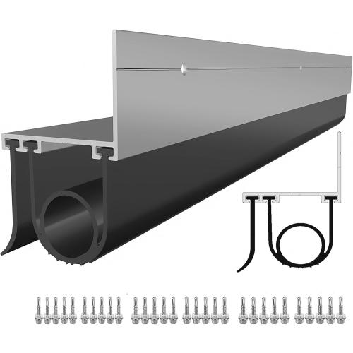 Heavy-Duty Garage Door Bottom Seals Kit with U-Shape Aluminum Track & O-Ring Weatherproofing Seal Universal Fit, Adjustable Rubber Weather Stripping for Residential & Commercial (10 Ft)